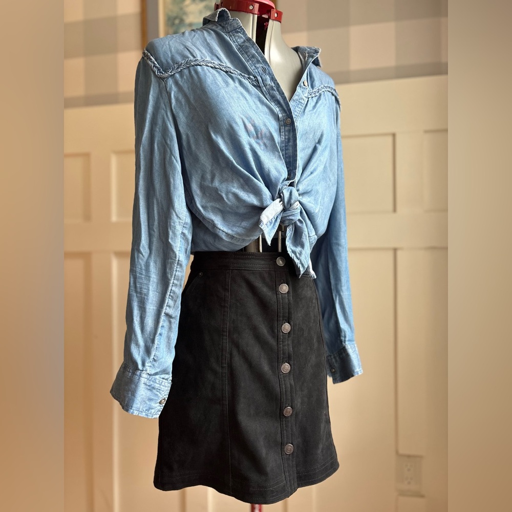 Abercrombie & Fitch Black‎ Button-Front Mini Skirt Size Small